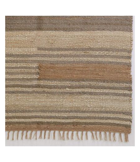 Tapis en jute naturel et coton naturel et teinté Ethnique Naturel et gris - 120 x 180 cm