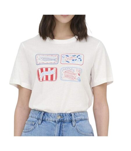 T-Shirt blanc/rouge/bleu femme jdy cds