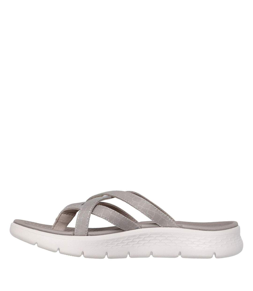 Womens/ladies Crossover Flat Sandals Taupe Skechers-2