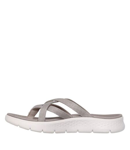 Womens/ladies Crossover Flat Sandals Taupe Skechers