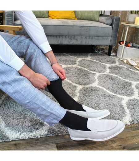 6 Pairs Mens Plain Coloured Cotton Rich Ribbed Dress Socks