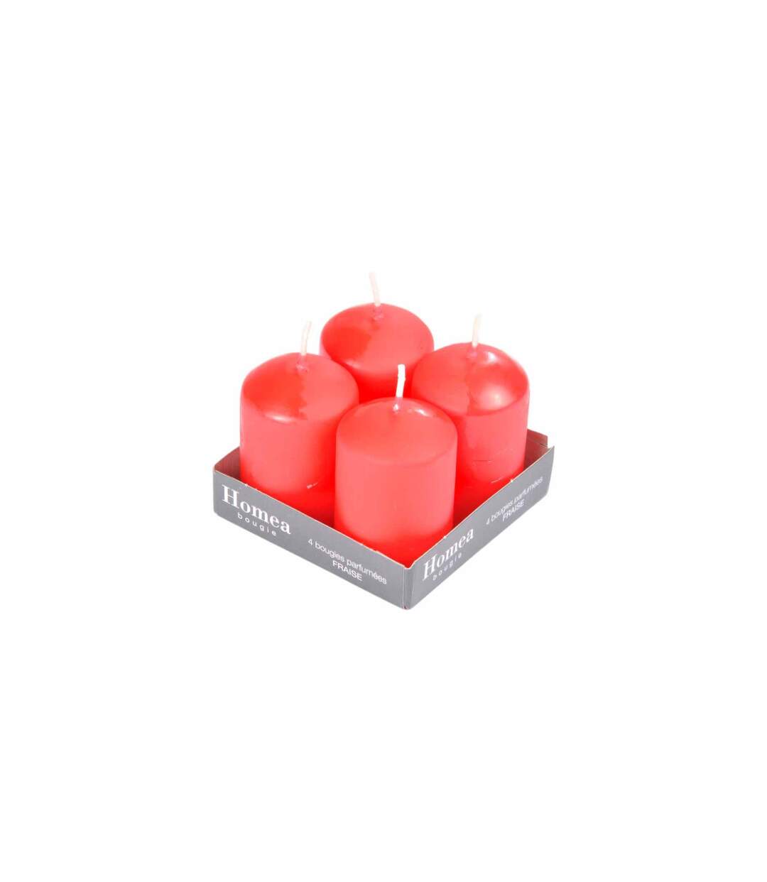 Lot de 4 Bougies Parfumées Piliers Essentiel 6cm Fraise