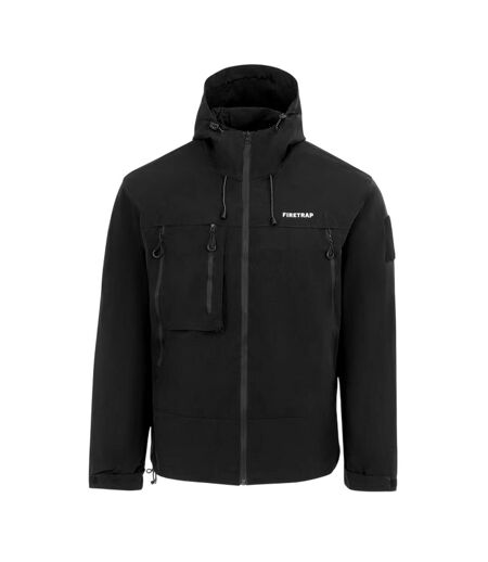 Mens Windproof Hooded Windbreaker Black Firetrap