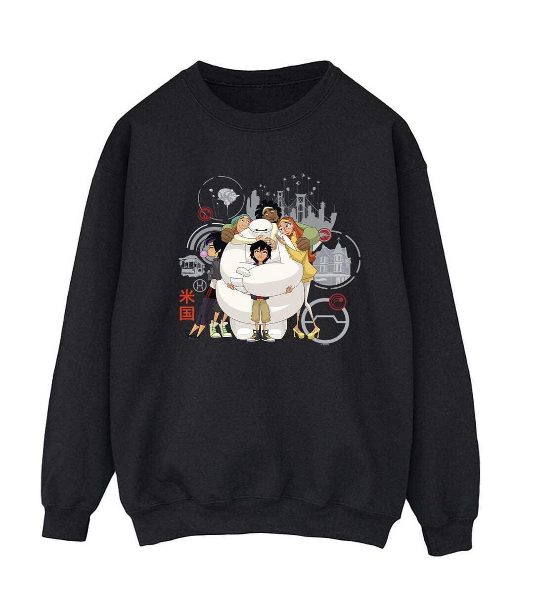 Disney Sweatshirt Big Hero 6 Baymax Group Hug Femme/Femme (Noir) - UTBI11630-1