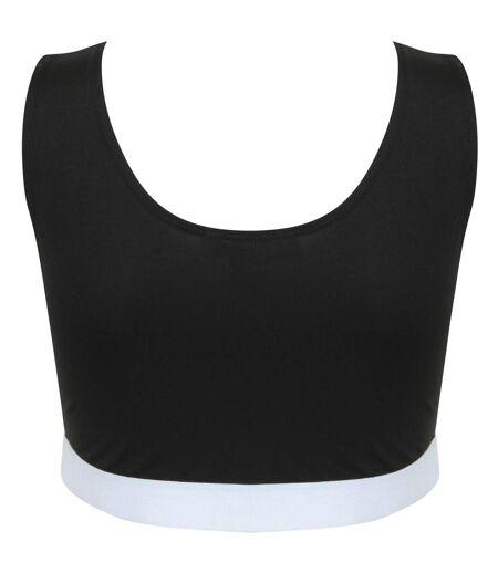 Womens/ladies fashion jacquard crop top black/white Skinni Fit