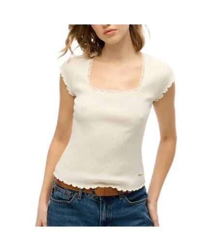 T-Shirt blanc femme superdry essential square