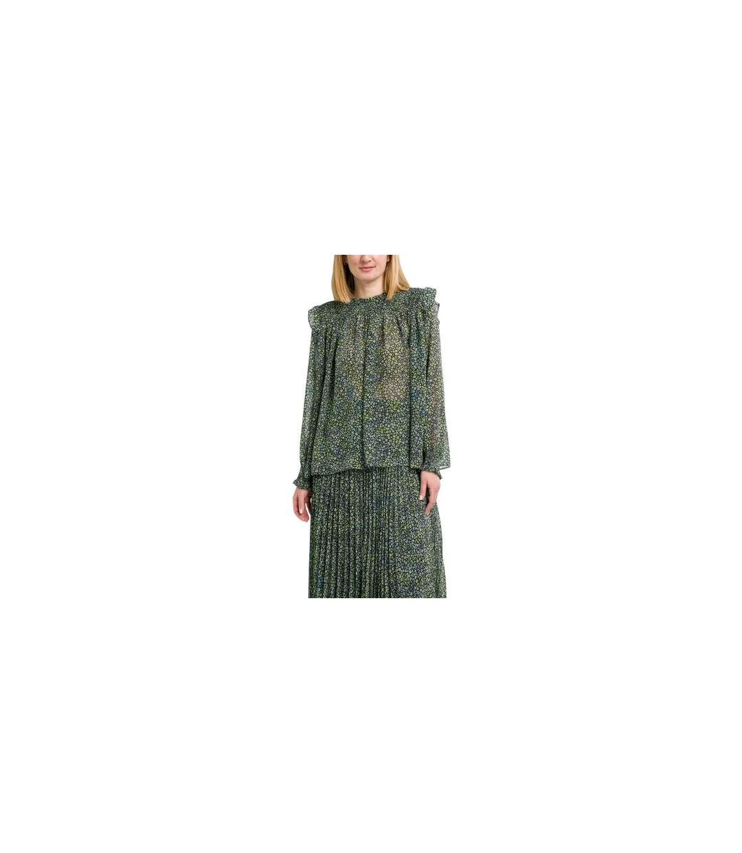 Womens/ladies Floral High-neck Long-sleeved Blouse Multicoloured Boss-1
