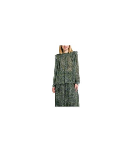 Womens/ladies Floral High-neck Long-sleeved Blouse Multicoloured Boss