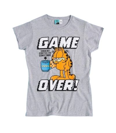T-shirt Motif/style Pixel Game Over Femme Gris Chiné Garfield