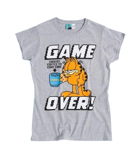 T-shirt Motif/style Pixel Game Over Femme Gris Chiné Garfield