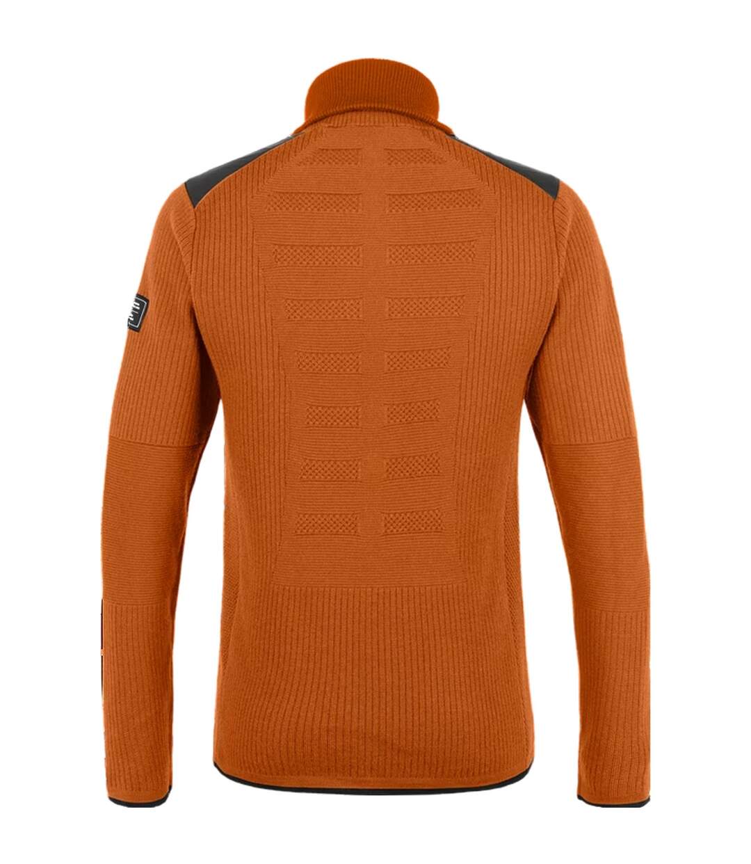 Mens Zip Neck Regular Long-sleeved Jumper Brown Black Salewa-3