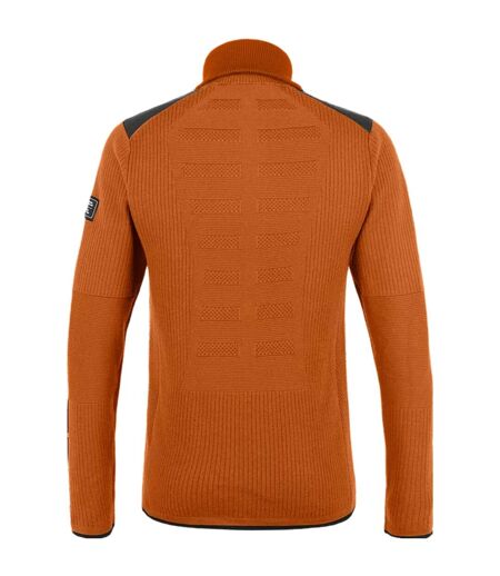 Mens Zip Neck Regular Long-sleeved Jumper Brown Black Salewa