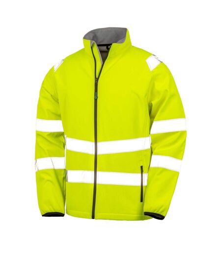 Unisex Adult Printable Safety Soft Shell Jacket Fluorescent Yellow Result Recycled