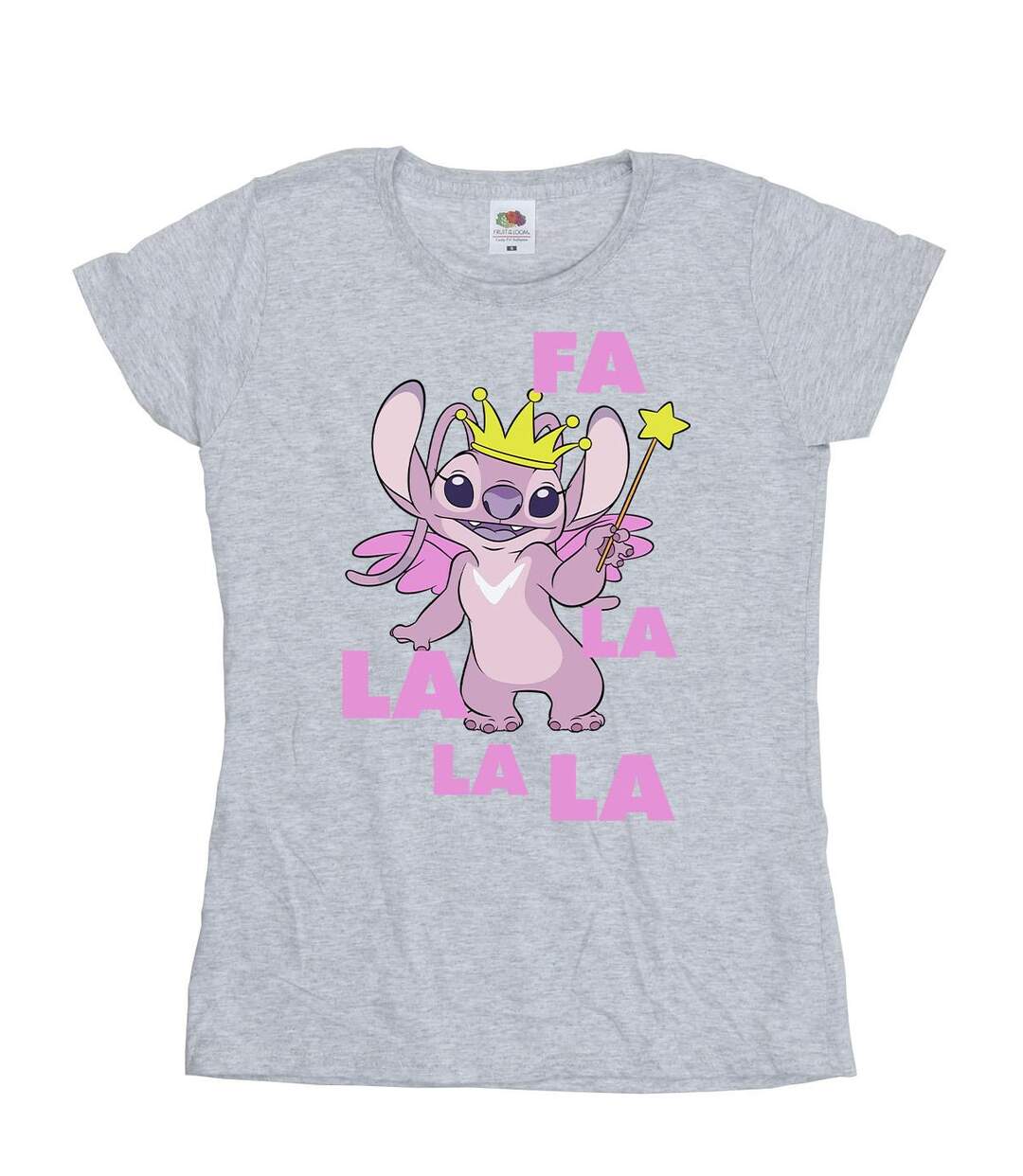 Disney T-shirt en coton Femmes/Ladies Lilo & Stitch Angel Fa La La (Gris sportif) - UTBI26069-1