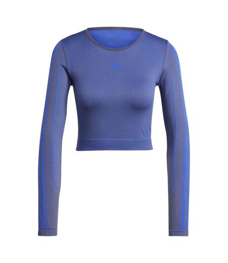 Haut Manches Longues Femme Bleu Marine Foncé Chiné Adidas