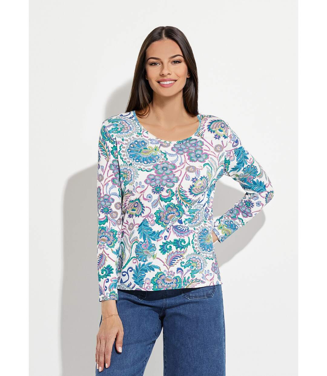 T-shirt manches longues imprimé pastel-1