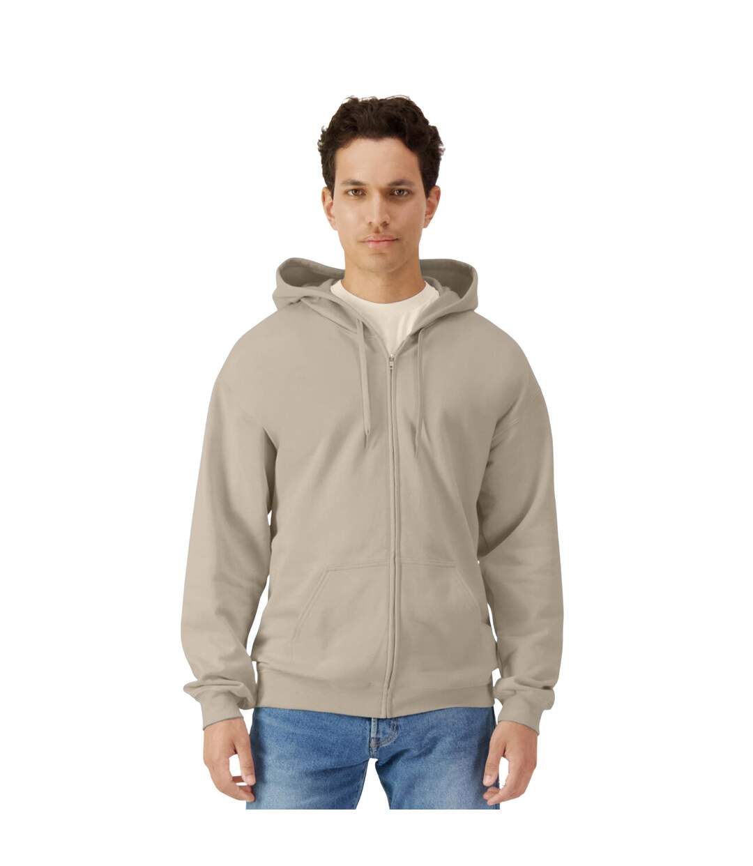 Veste À Capuche Softstyle Homme Sable Gildan-1