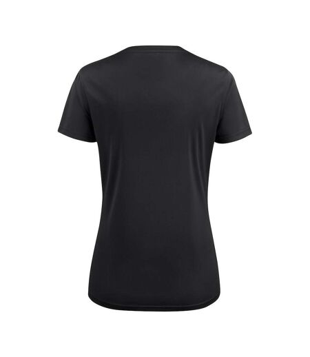 Womens/ladies Run T-shirt Black Printer RED