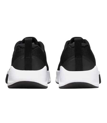 Womens/ladies Leather Flat Heel Flat Trainers Black White Nike