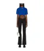 Womens/ladies Stamp Ribbed Crop T-shirt Blue Off White-1
