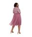 Robe Portefeuille Manches Longues Femme Rose Deluxe-2