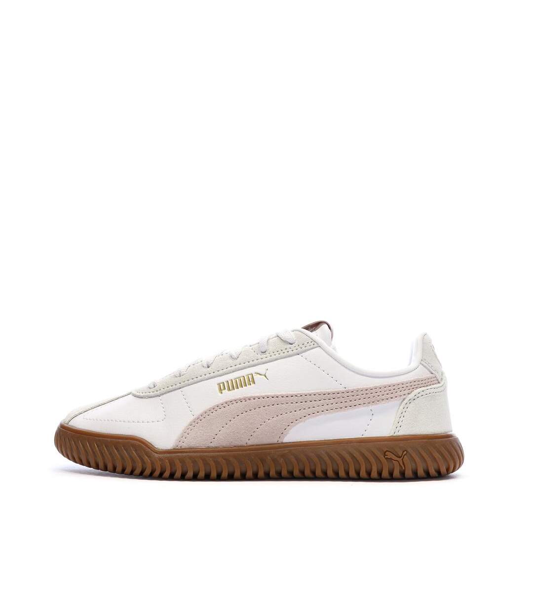 Baskets blanches/roses femme puma club kayzer-1