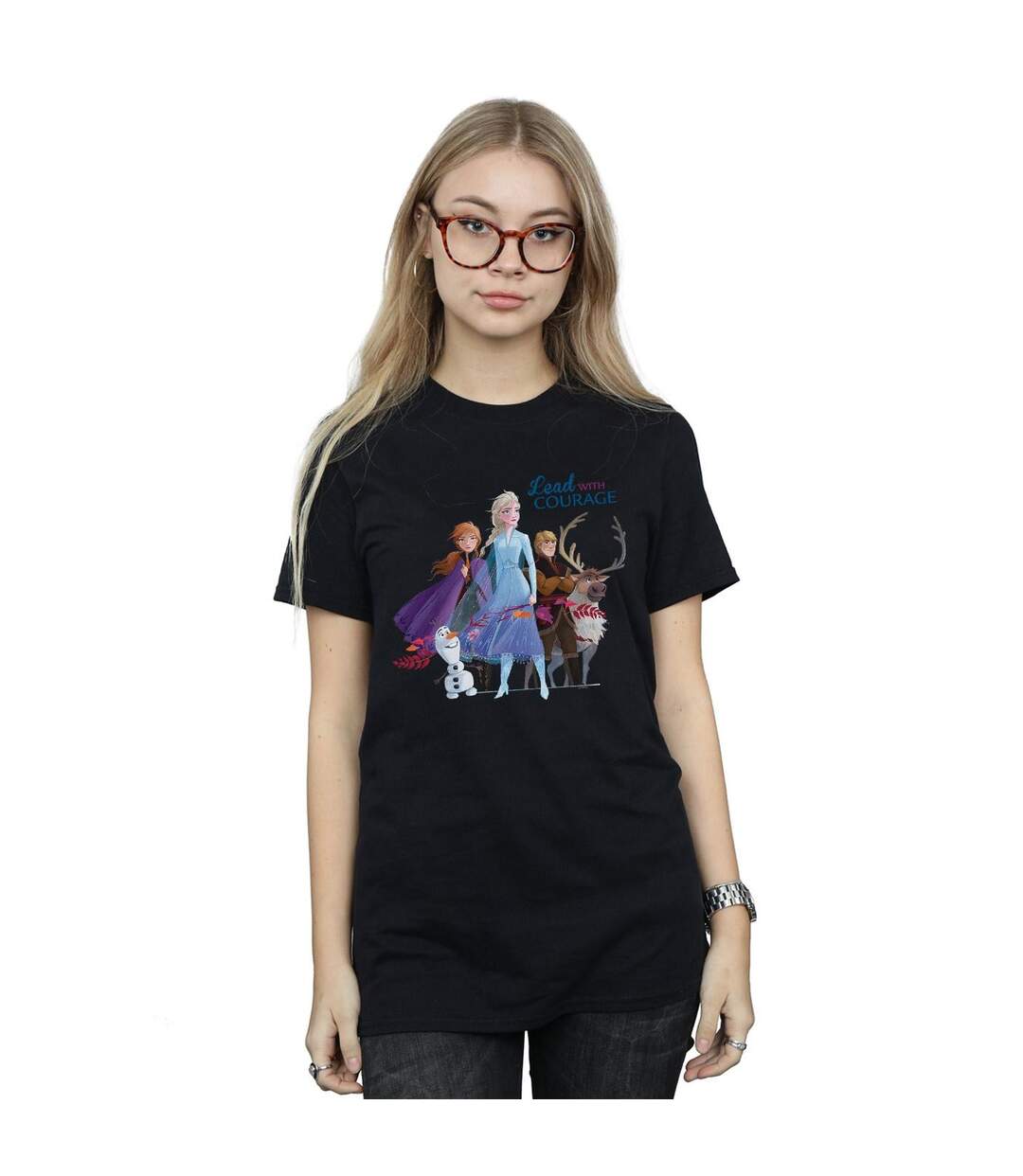Disney - T-shirt FROZEN LEAD WITH COURAGE - Femme (Noir) - UTBI24500-2
