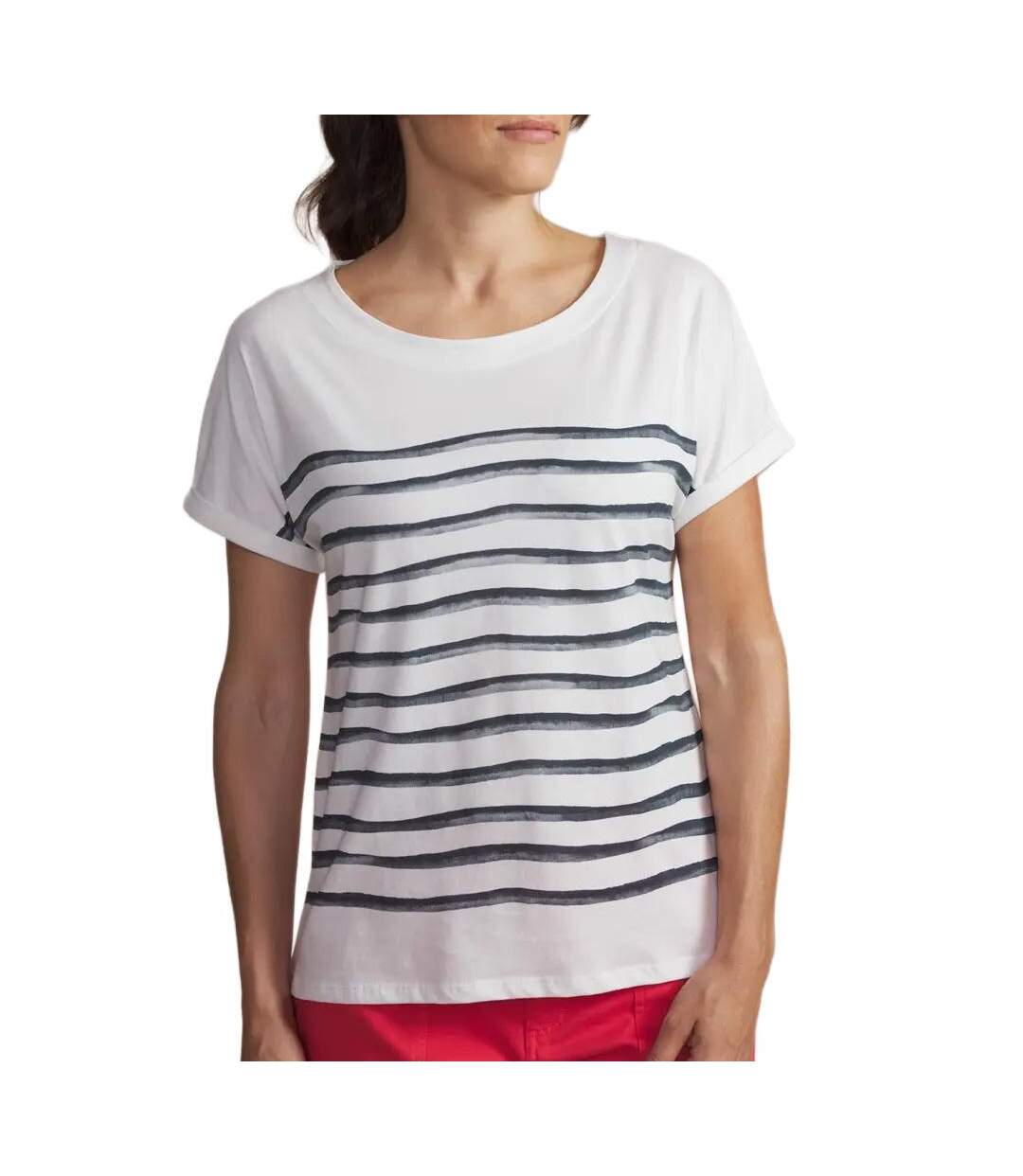 T-Shirt blanc/marine femme tbs oxanatee-1