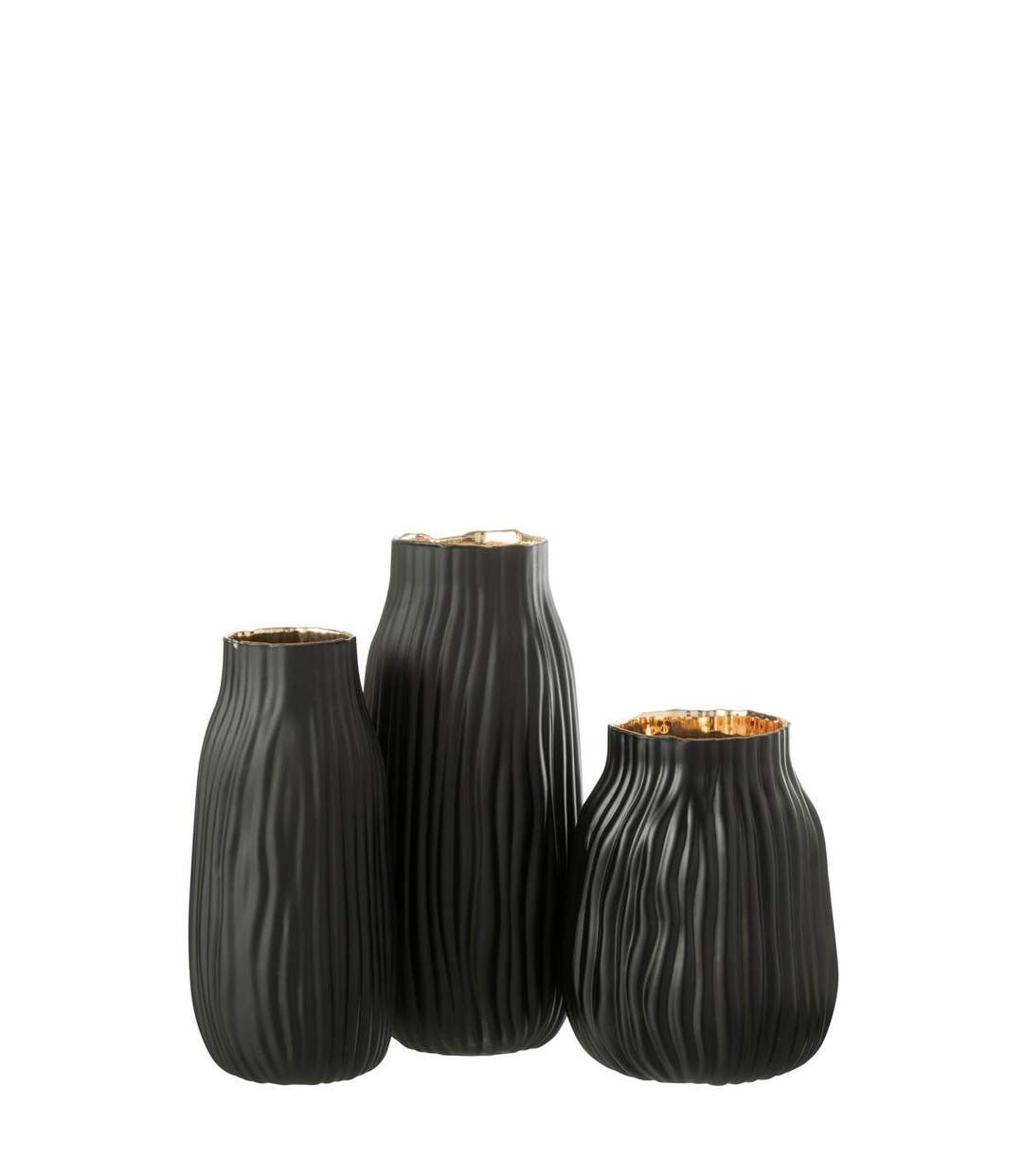 Vase à Rainures en Verre Louis 20cm Noir-4