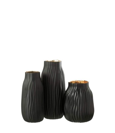 Vase à Rainures en Verre Louis 20cm Noir