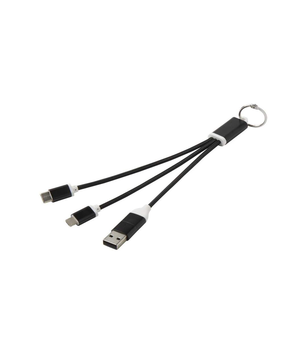 4 in 1 recycled aluminium keyring charging cable one size solid black Generic