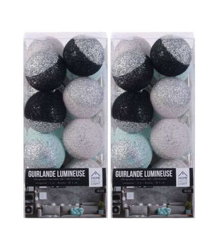 Guirlande lumineuse boules pailletées 16 leds (Lot de 2)