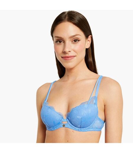 Soutien-gorge ampliforme coque moulée bleu Sarah Dentelle