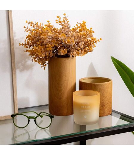 Vase Cylindrique Effet Bois Soa 20cm Marron