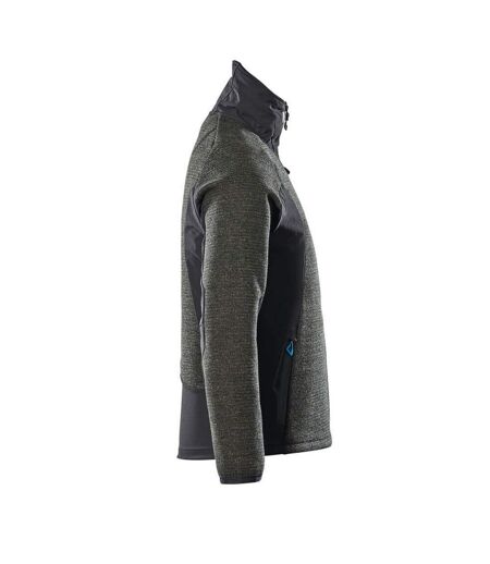 Mens Advanced Knitted Full Zip Jacket Moss Green Black Mascot
