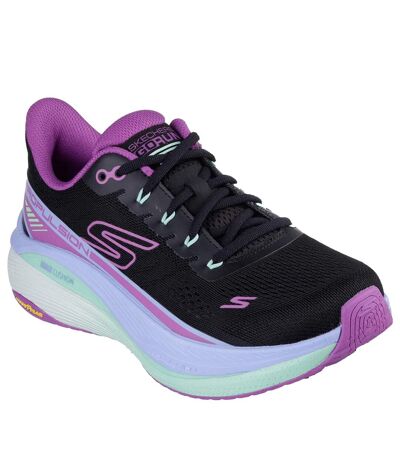 Womens/ladies Max Cushioning Propulsion Trainers Black Purple Skechers