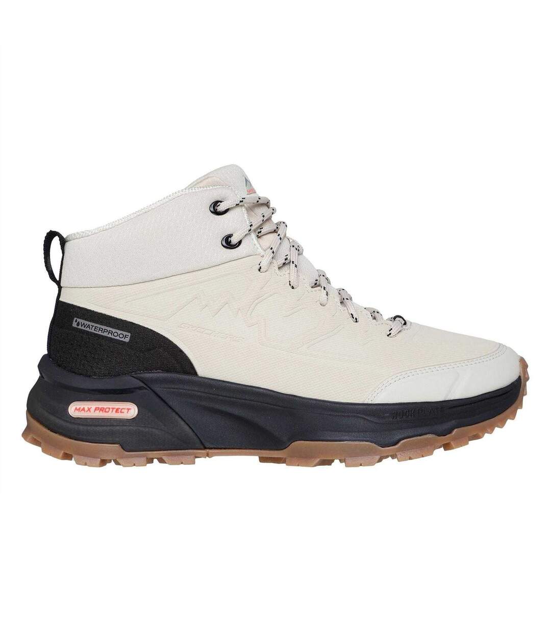 Womens/ladies Max Protect Waterproof Walking Shoes Natural Black Skechers-3