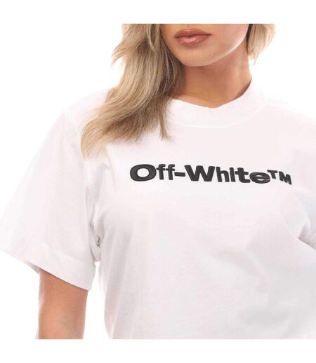 Womens/ladies Bounce Helvetica Crop T-shirt White Black Off White