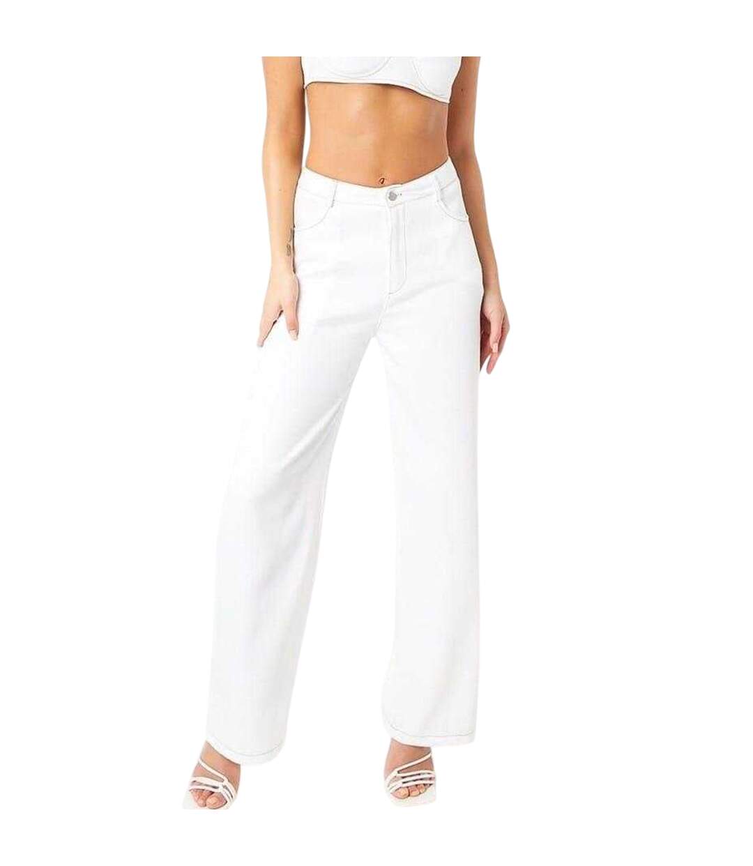 Womens/ladies Straight Leg Trousers White Missy Empire-2