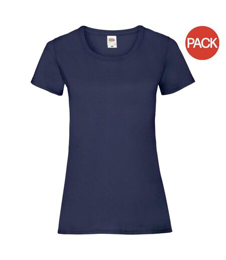 Ladies/womens lady-fit valueweight short sleeve t-shirt pack deep navy Fruit of the Loom