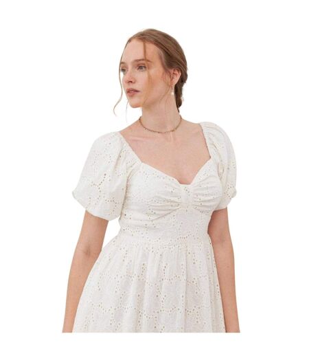 Robe Courte Manches Bouffantes Motif/style Nœud Femme Crème Lovedrobe