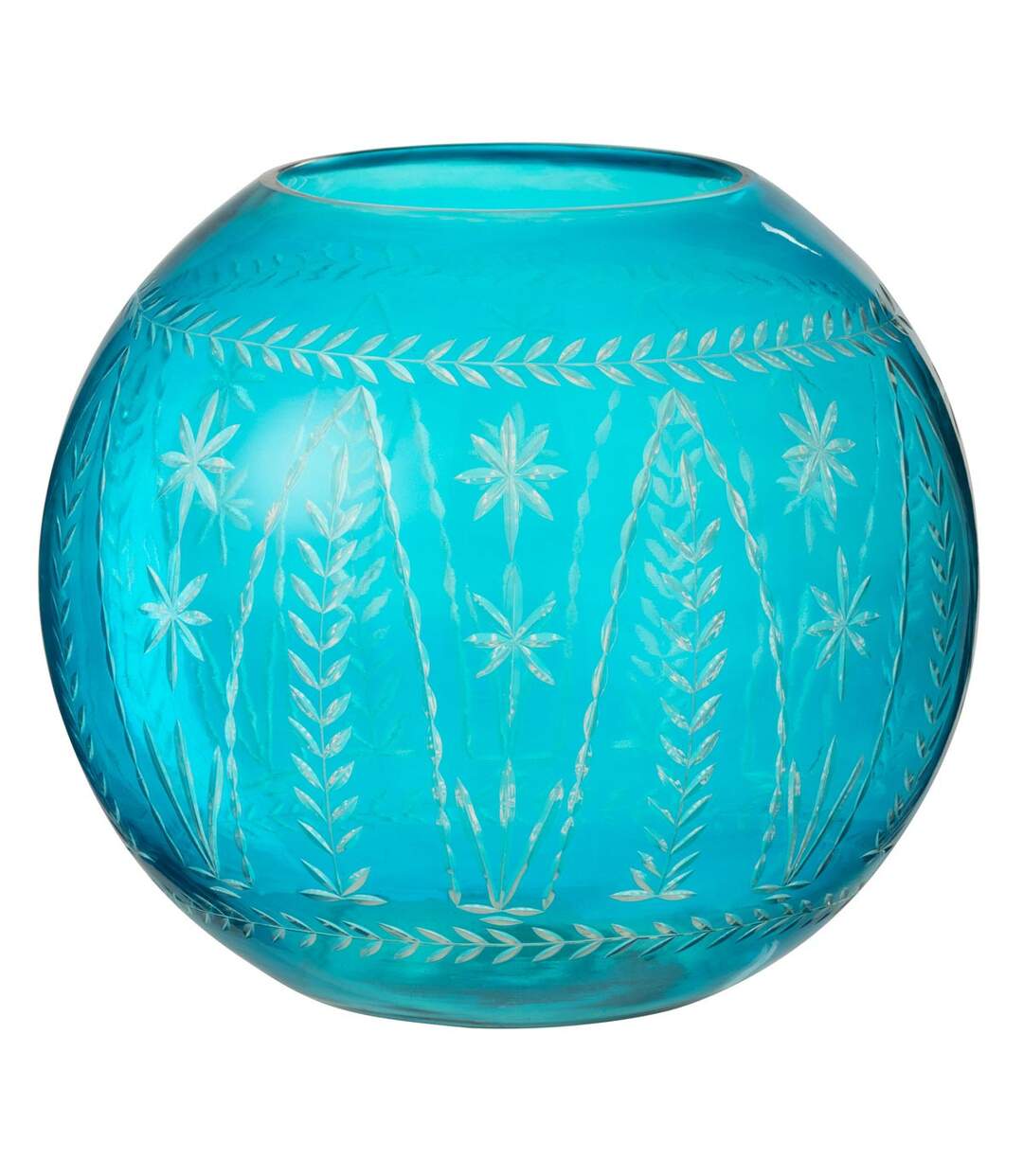 Vase Rond en Verre Tarifa 27cm Bleu Azur-1