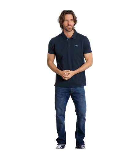Mens Miles Pique Organic Polo Shirt Navy Weird Fish