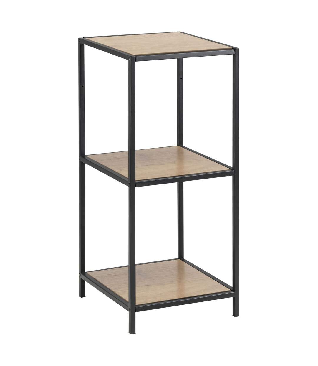 Bibliothèque droite petit modèle 2 niveaux en MDF et Métal - Beige et Noir-1