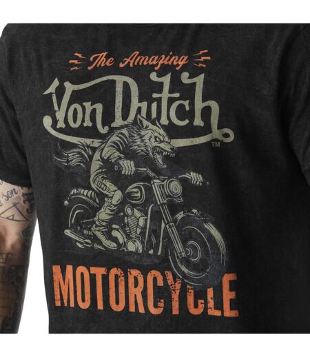 T-shirt homme col rond en jersey et acid wash avec print Wolfy Vondutch