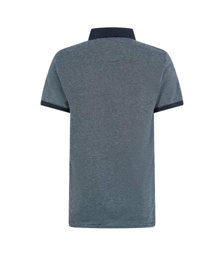 Mens Textured Ribbed Collar Polo Shirt Navy Threadbare