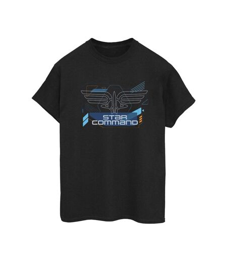 Disney Femme/Ladies Lightyear Star Command Icons Cotton Boyfriend T-Shirt (Noir) - UTBI50404