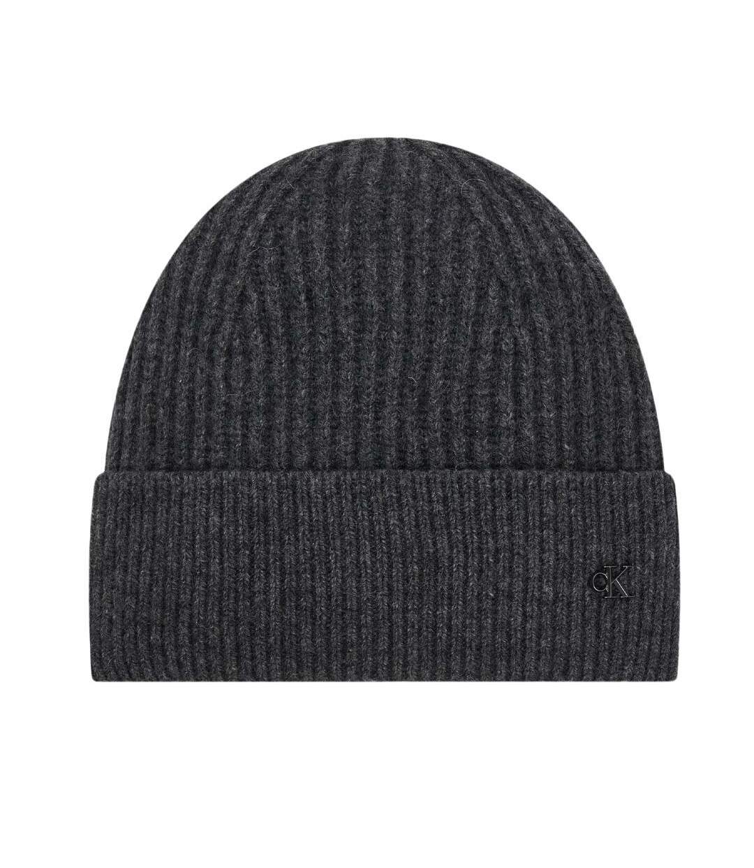 Bonnet gris foncé femme calvin klein jeans ck metal wool-1