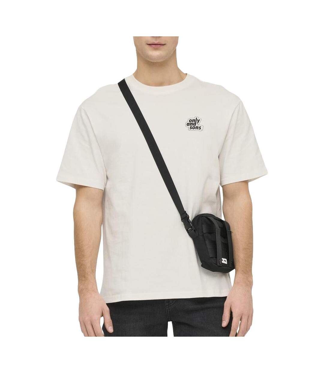 T-shirt blanc homme only & sons flower-1