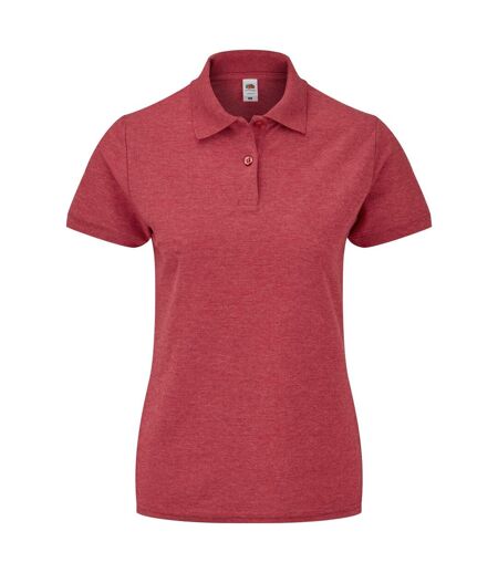 Fruit Of The Loom Womens Lady-Fit 65/35 Short Sleeve Polo Shirt (Heather Red) - UTBC384
